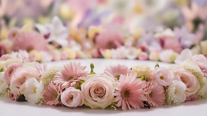 Beautiful pastel floral border beautiful blurred background (shallow depth of field)