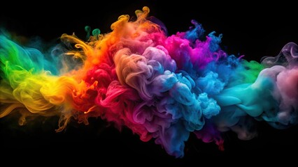 Obraz premium Abstract pattern of colorful paint, water, or smoke against a dark background