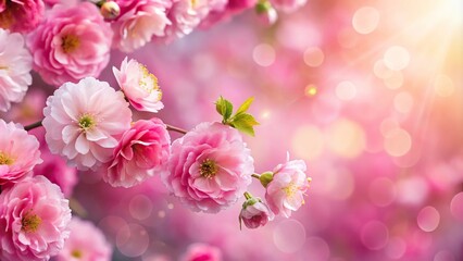 abstract pink floral background with painted blossoms close-up