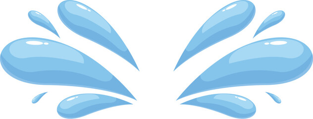 This cartoon illustration features two symmetrical water splashes forming a shape