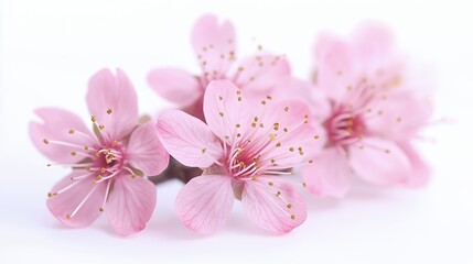 Naklejka premium Pink cherry blossom flowers isolated on a clean white background in a bright studio setting.