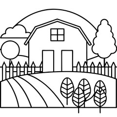 Naklejka premium farm or garden outline coloring book page line art drawing