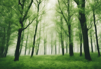 Fototapeta premium Green trees in the forest isolated on white background
