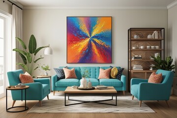 Vibrant Bold Abstract Oil Pastel Artwork for Contemporary Home Decor
