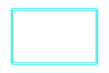 Rectangle neon futuristic sign blue. Isolated on transparent background. Shiny neon light frame. design elements. PNG