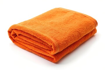 orange, home, colorful, household, hygiene, decor, white background, hotel, minimalism,folded towel, comfort, linen, textile, domestic, Folded orange towel placed on a white background