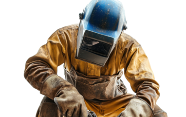 Welder at work on white background,png