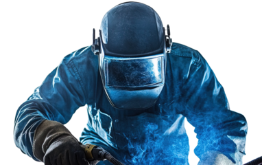 Welder at work on white background,png