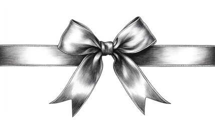  Elegant Continuous Line Art Drawing of Gift Ribbon Bow - Minimalist Black Linear Sketch Isolated on White Background for Modern Design Projects