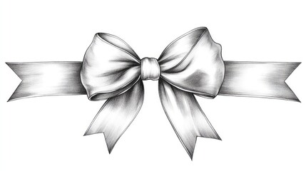  Elegant Continuous Line Art Drawing of Gift Ribbon Bow - Minimalist Black Linear Sketch Isolated on White Background for Modern Design Projects
