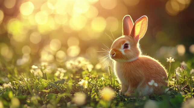 rabit between herbe 