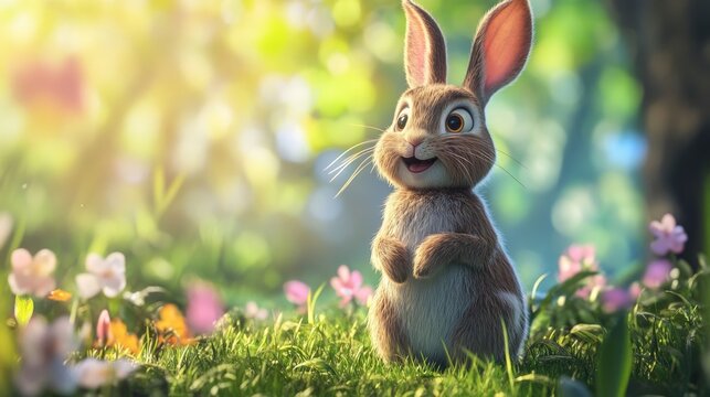 rabit between herbe 