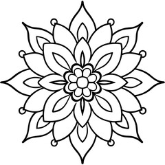 floral decorative outline coloring book page line art drawing