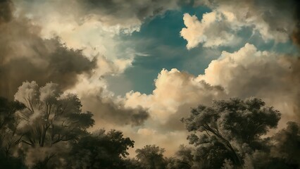 Fototapeta premium Vintage abstract nature sky with clouds background