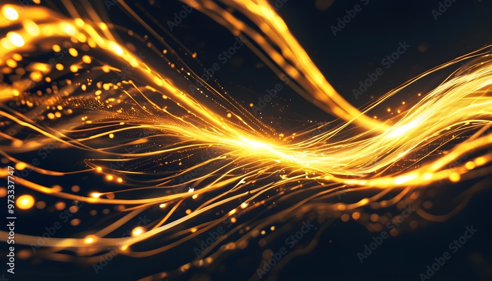 Poster radiant flow of golden light in an abstract energy trail