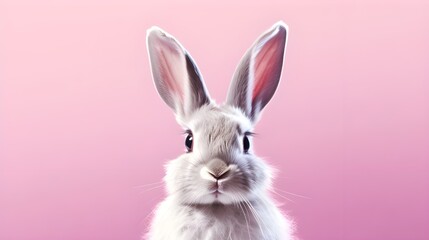 Obraz premium white rabbit on pink background.