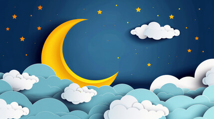 Fototapeta premium Moon in the Clouds. Sweet Dreams Concept