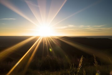 Radiant Sunshine and Illuminating Morning Beams on the Horizon