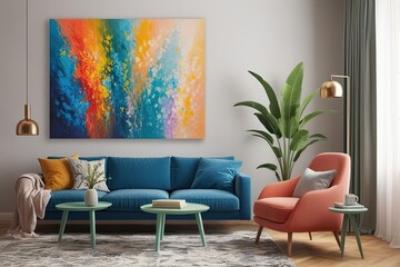 Colorful Abstract Oil Pastel Artwork for Modern Home Decor