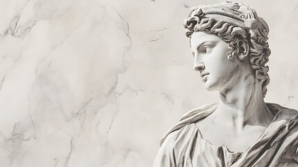 A smooth, polished marble statue background with a subtle sheen and a large space for text