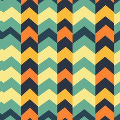 Colorful chevron style seamless pattern, green, orange, yellow and navy blue
