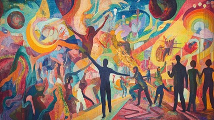 Fototapeta premium Abstract Painting with People