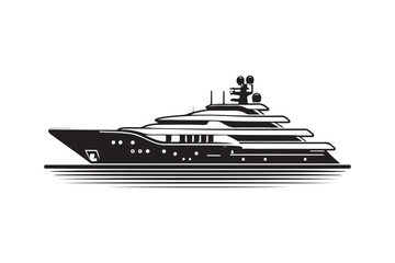 Mega Yacht Silhouette Vector Illustration for Nautical Designs