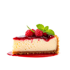 pieces of cheesecake with berries on a isolated on a transparent background 