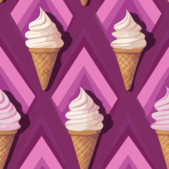 Flat design ice cream background - seamless pattern, purple colors