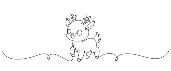 cute deer line art style. christmas vector elements