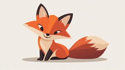 Obraz premium A red fox cartoon, showcasing a cute and whimsical depiction of wildlife in a playful and approachable illustration style.
