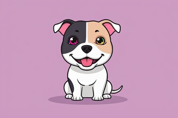 Naklejka premium Vibrant Three-Dimensional Kawaii Pit Bull Puppy Illustration with Joyful Expression in Minimalist Style