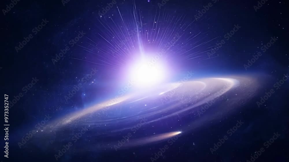 Aufkleber Bright star is exploding in deep space, creating a supernova with beautiful purple and blue colors. Perfect for projects related to space, astronomy, and the universe