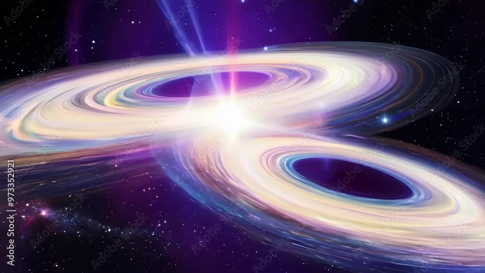 Poster Witness the cosmic dance near a black hole, where gravity warps space and time, pulling stars and galaxies into a mesmerizing display of celestial events