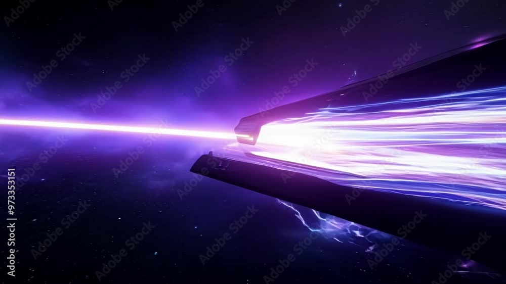 Aufkleber Futuristic spaceship is traversing the vast expanse of space, its powerful engine illuminating the surrounding nebulae and distant stars