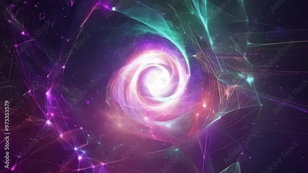 Poster Mesmerizing swirl of energy and light forms a vortex against a backdrop of stars and swirling nebulae, evoking the vastness and mystery of space