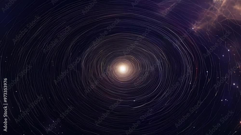 Aufkleber Abstract digital art of a vortex of light energy creating a tunnel in the middle of outer space with bright stars. Perfect for any design related to space travel, wormholes, and science fiction