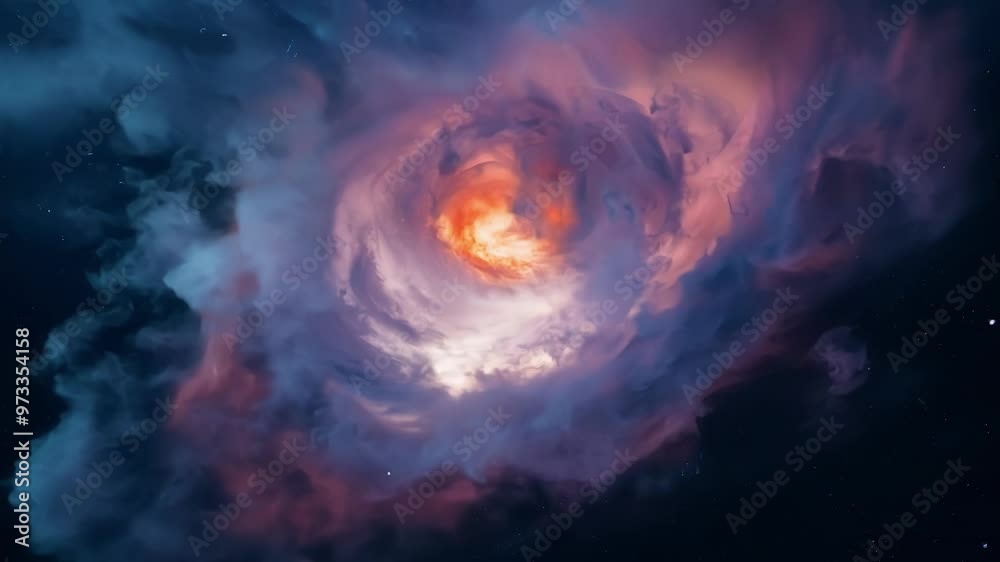 Poster Vibrant nebula swirls in space, creating a mesmerizing cosmic display of colorful gas and dust against the dark night sky