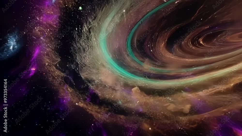 Aufkleber Vibrant swirling vortex connects distant points in spacetime, offering a portal to unknown realms in the vast universe. Ideal for sci fi and fantasy themes