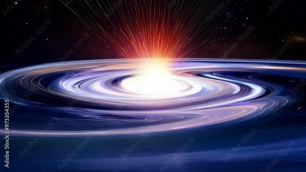 Poster stunning spiral galaxy glows brightly in space, casting light on cosmic dust and gas, creating a mes