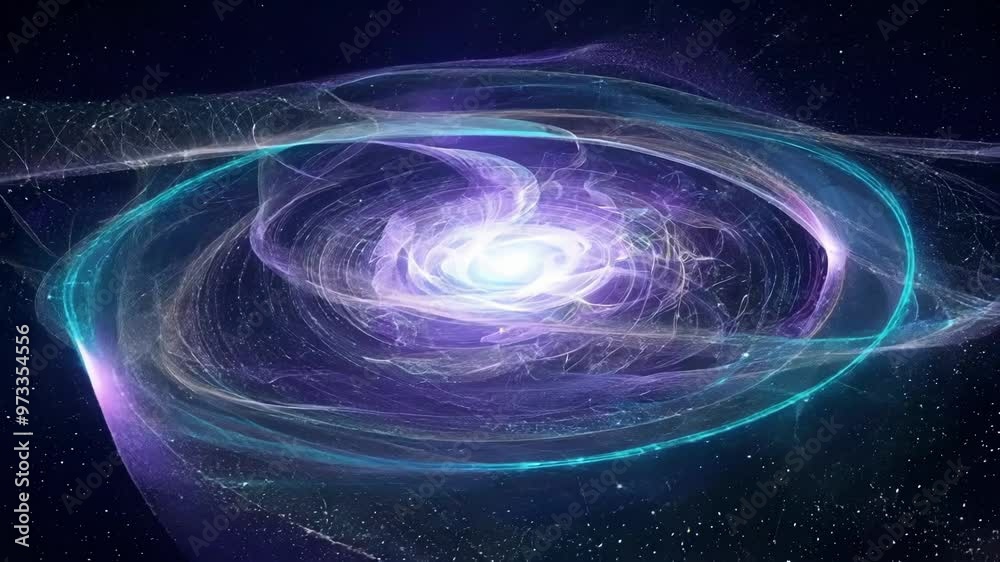 Poster abstract representation of a cosmic event with swirling energy and light, perfect for projects relat
