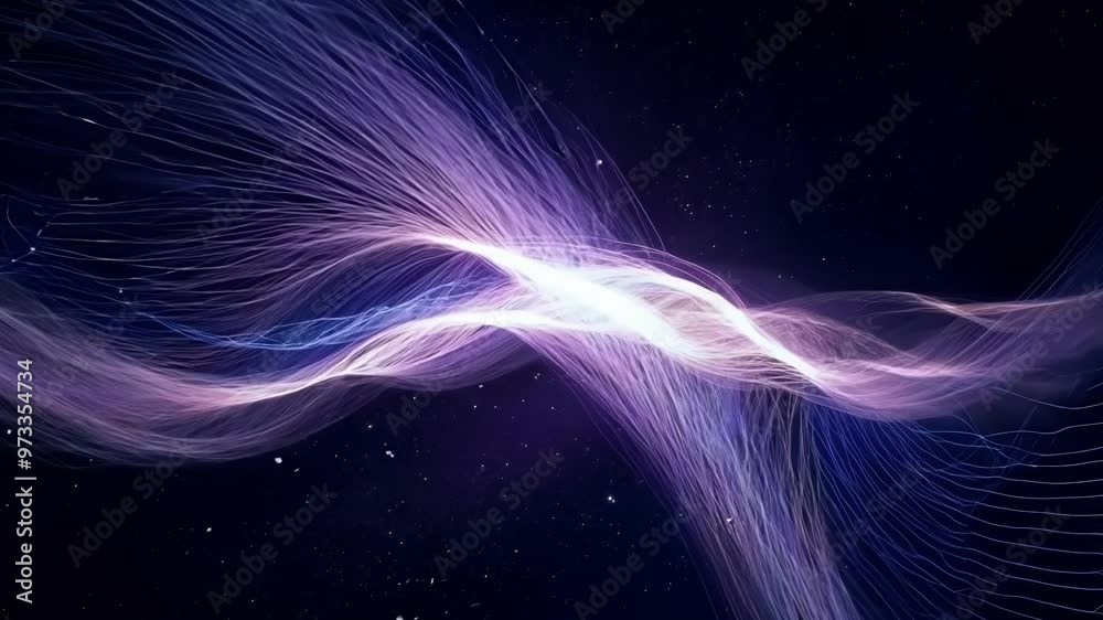 Poster abstract light trails flowing and swirling through a starry night sky. perfect for projects related 