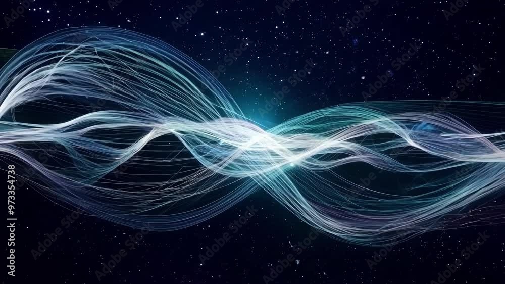 Aufkleber abstract light waves are flowing through space in this digital art background. this image evokes con