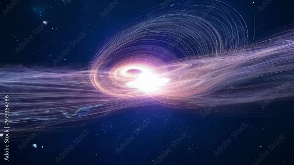 Poster Mesmerizing scene in deep space, a white hole releasing energy and matter, creating colorful streams dancing across the galaxy. Capture the universe's beauty and mysteries in this stellar image