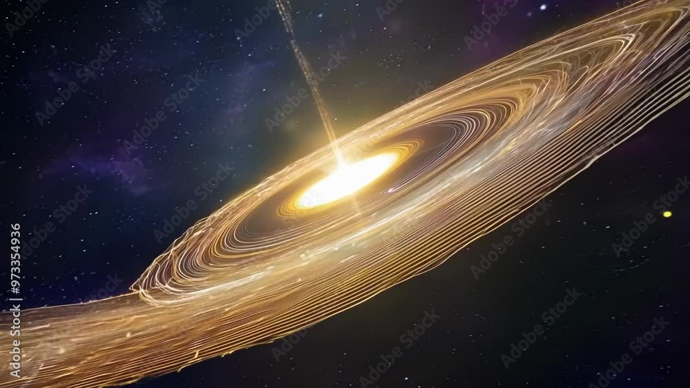 Poster bright star is forming in space and creating a protoplanetary disk with rings of dust and gas, a bea