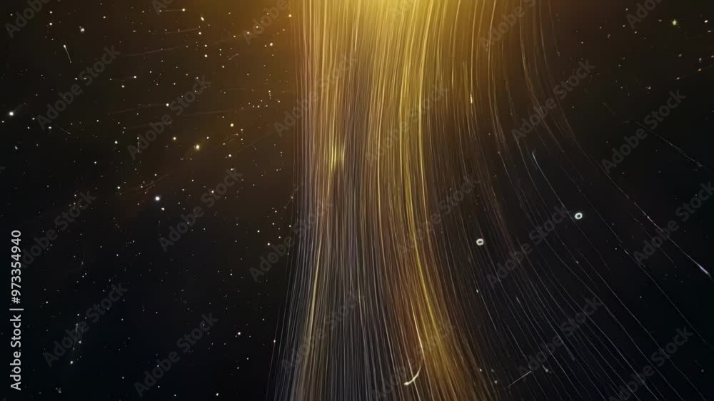 Poster Captivating streaks of light glow in space. Surrounded by twinkling stars. Creating a mesmerizing pattern hinting at the mysteries of astronomy and the energy of the cosmos
