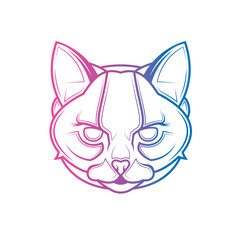 Predatory cat. Original vector illustration in vintage style. T-shirt design.