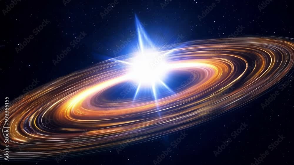 Poster brilliant star explodes in deep space, creating a mesmerizing galaxy of swirling orange and blue hue