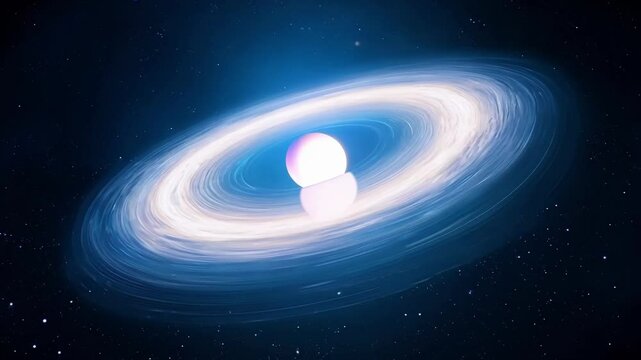 White dwarf star pulls matter from a nearby companion star, creating a bright accretion disk