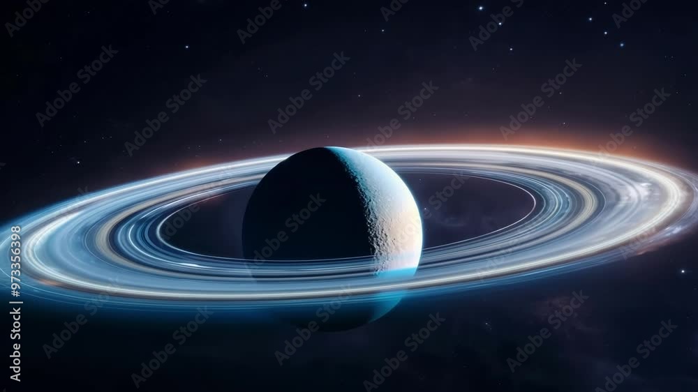 Poster uranus is a gas giant with icy rings composed of dust and rock particles, orbiting in the outer sola